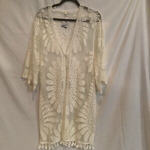 Everleigh Cream Embroidered Swim Cover-Up